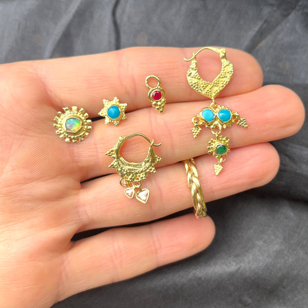 Turquoise Star Stud with Dangle (single)